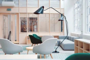 Premium office wall finishes Saudi Arabia including decorative timber slat cladding